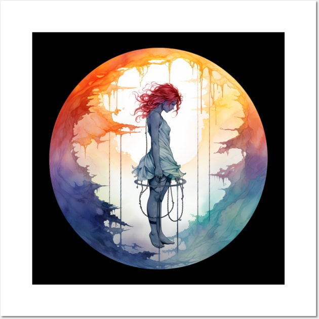 Aerial Hoop Circus Dancer Watercolor Wall Art by Nightarcade